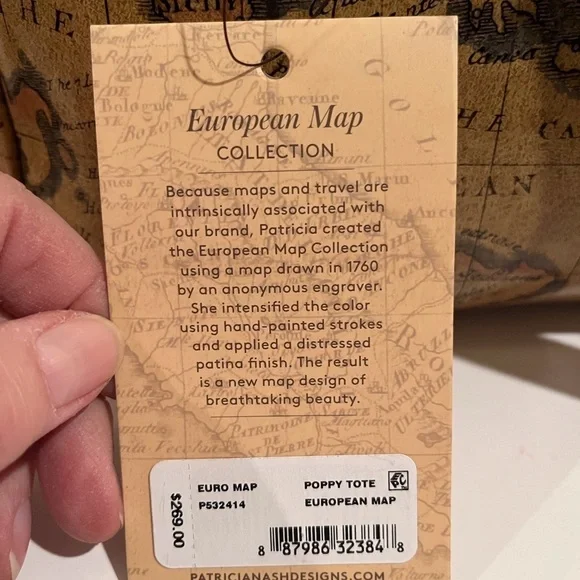 NWT Patricia Nash Leather European Map Collection Poppy Tote - Picture 13 of 15
